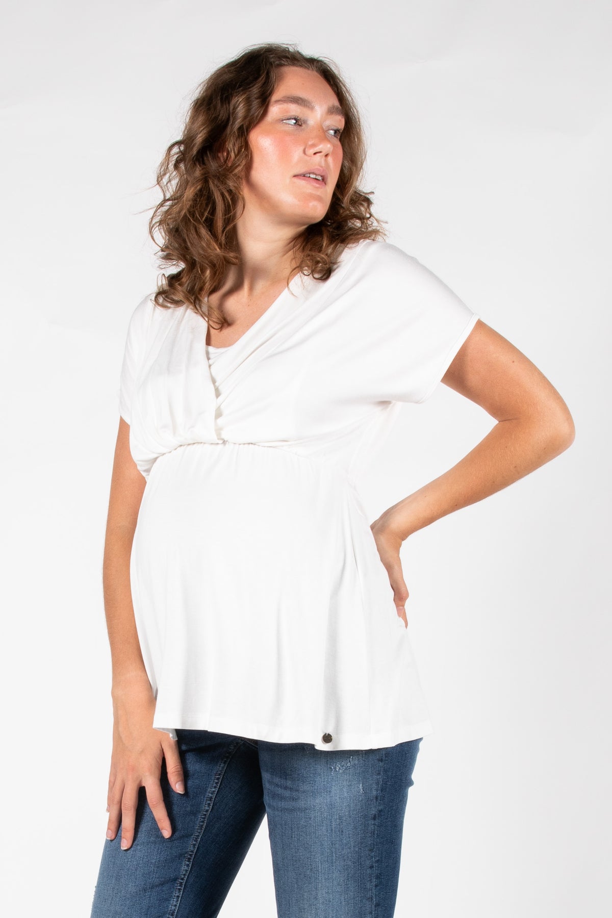 Top Nursing Sleeveless Pleated EcoVero | Off White