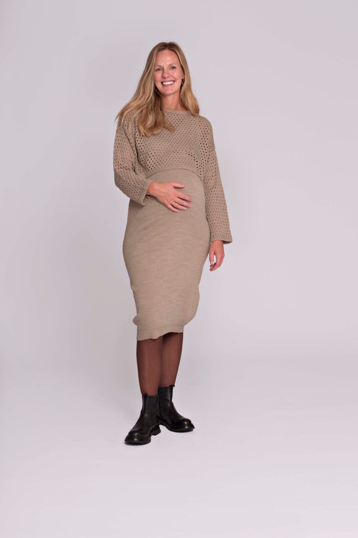 Dress Twinset + Cropped Sweater | Sand
