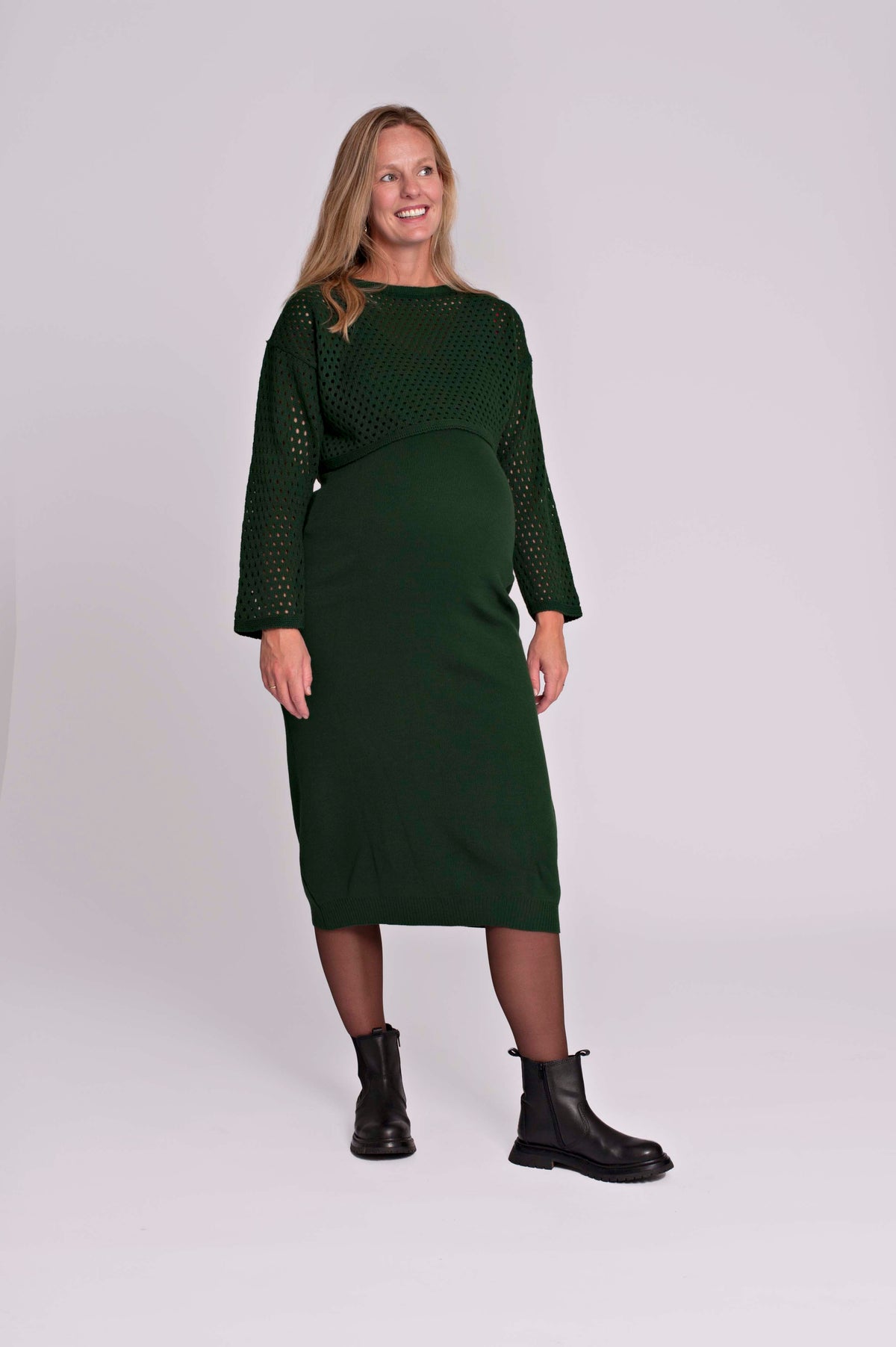 Dress Twinset + Cropped Sweater | Green