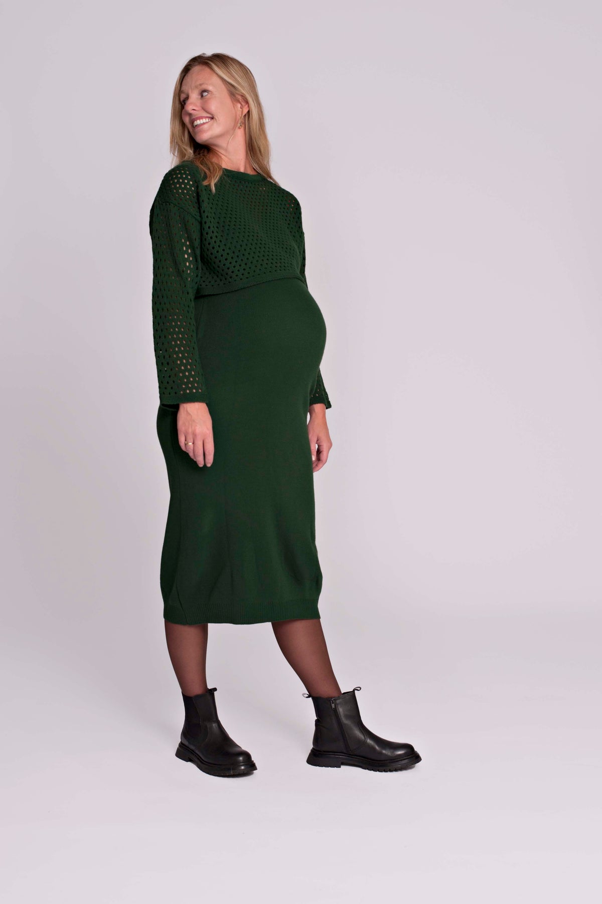 Dress Twinset + Cropped Sweater | Green