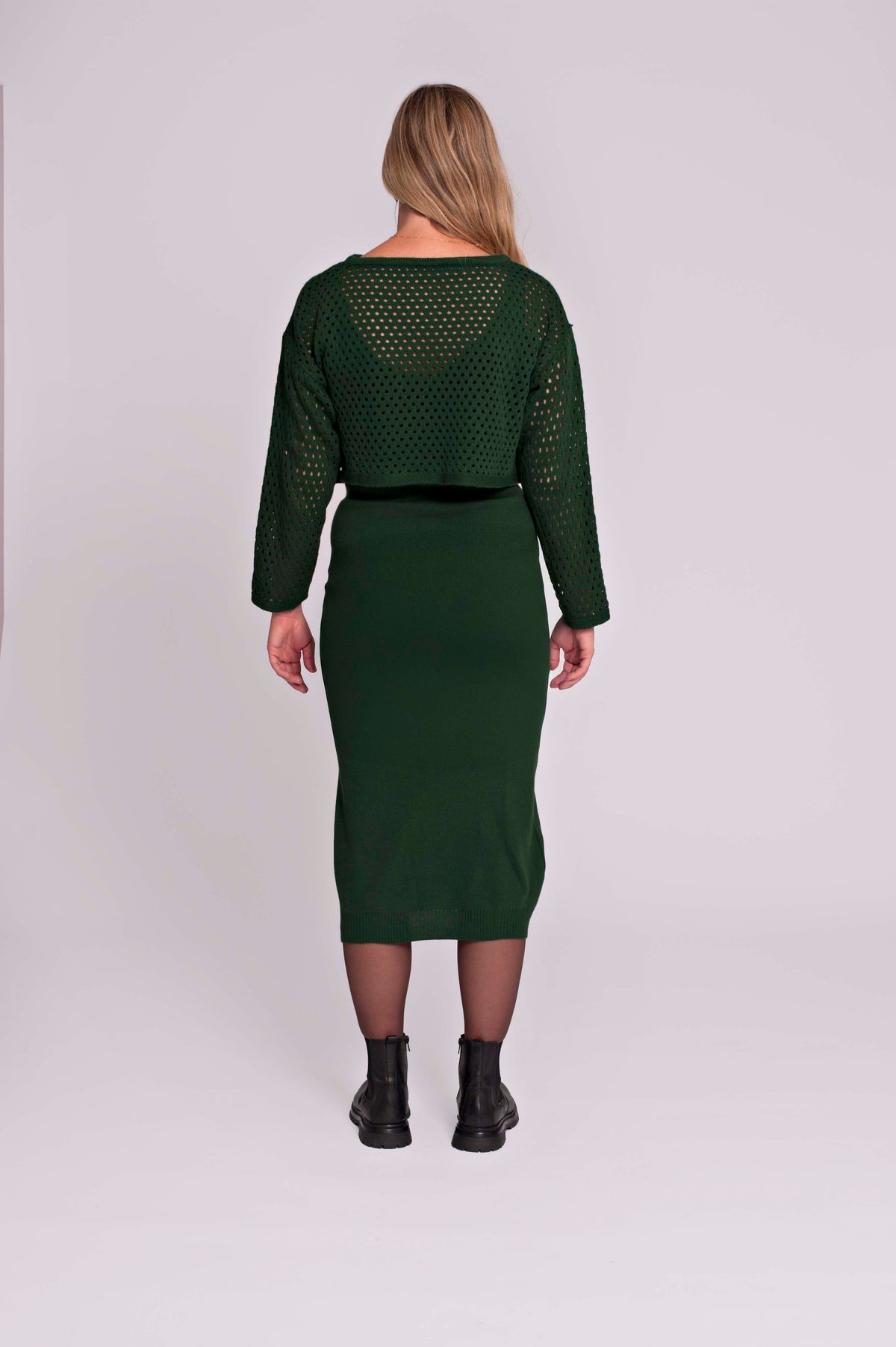 Dress Twinset + Cropped Sweater | Green