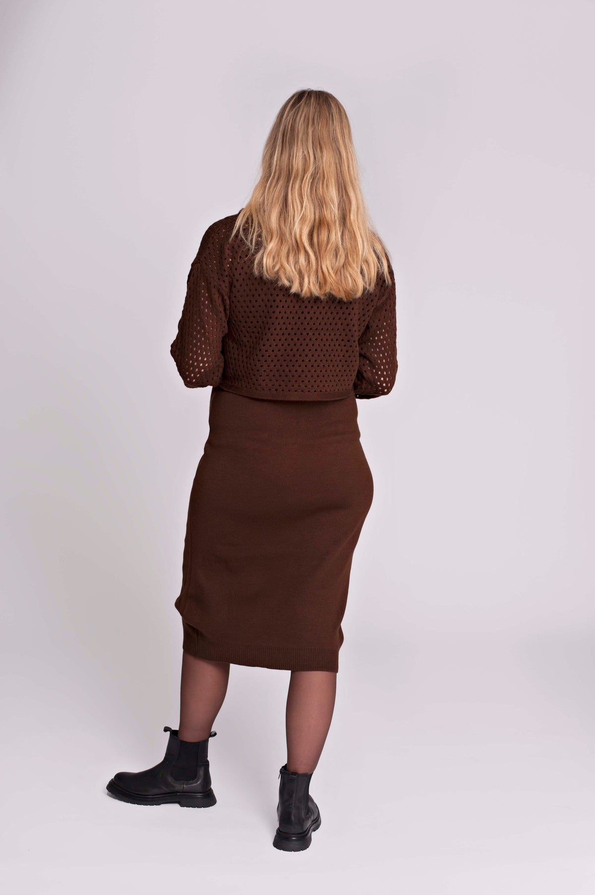 Dress Twinset + Cropped Sweater | Brown