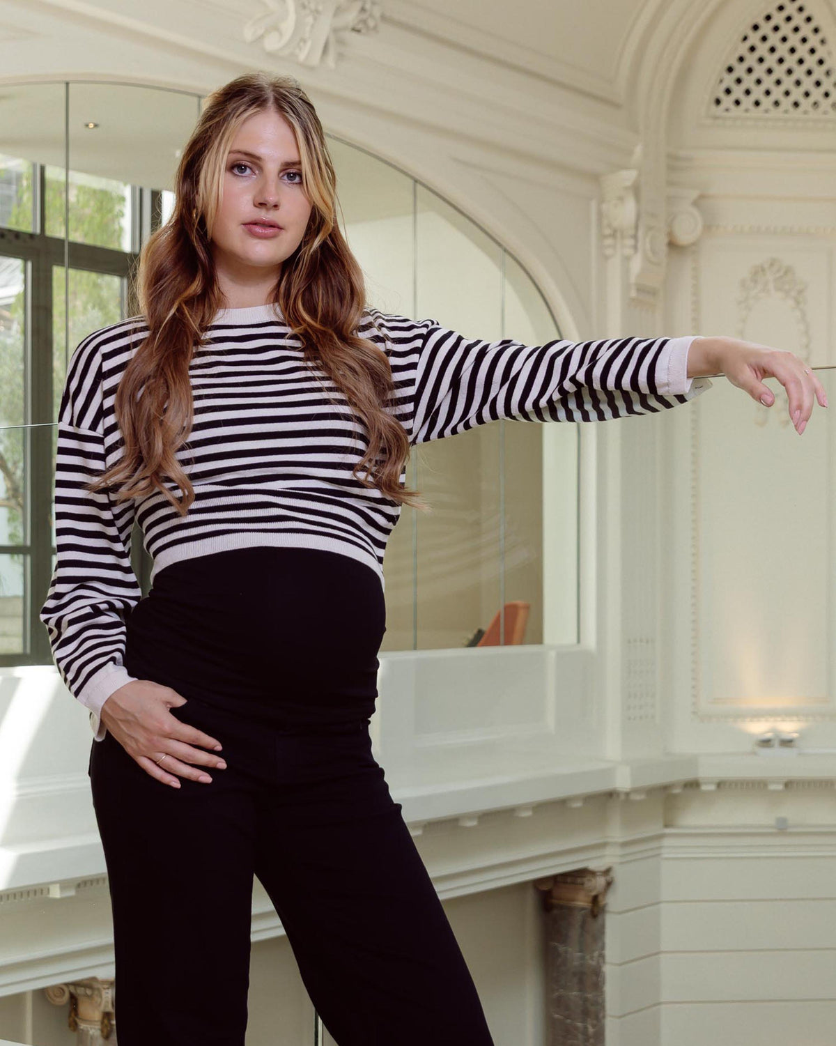 Knit Cropped | AOP Black Stripe