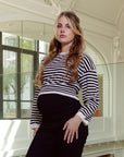 Knit Cropped | AOP Black Stripe