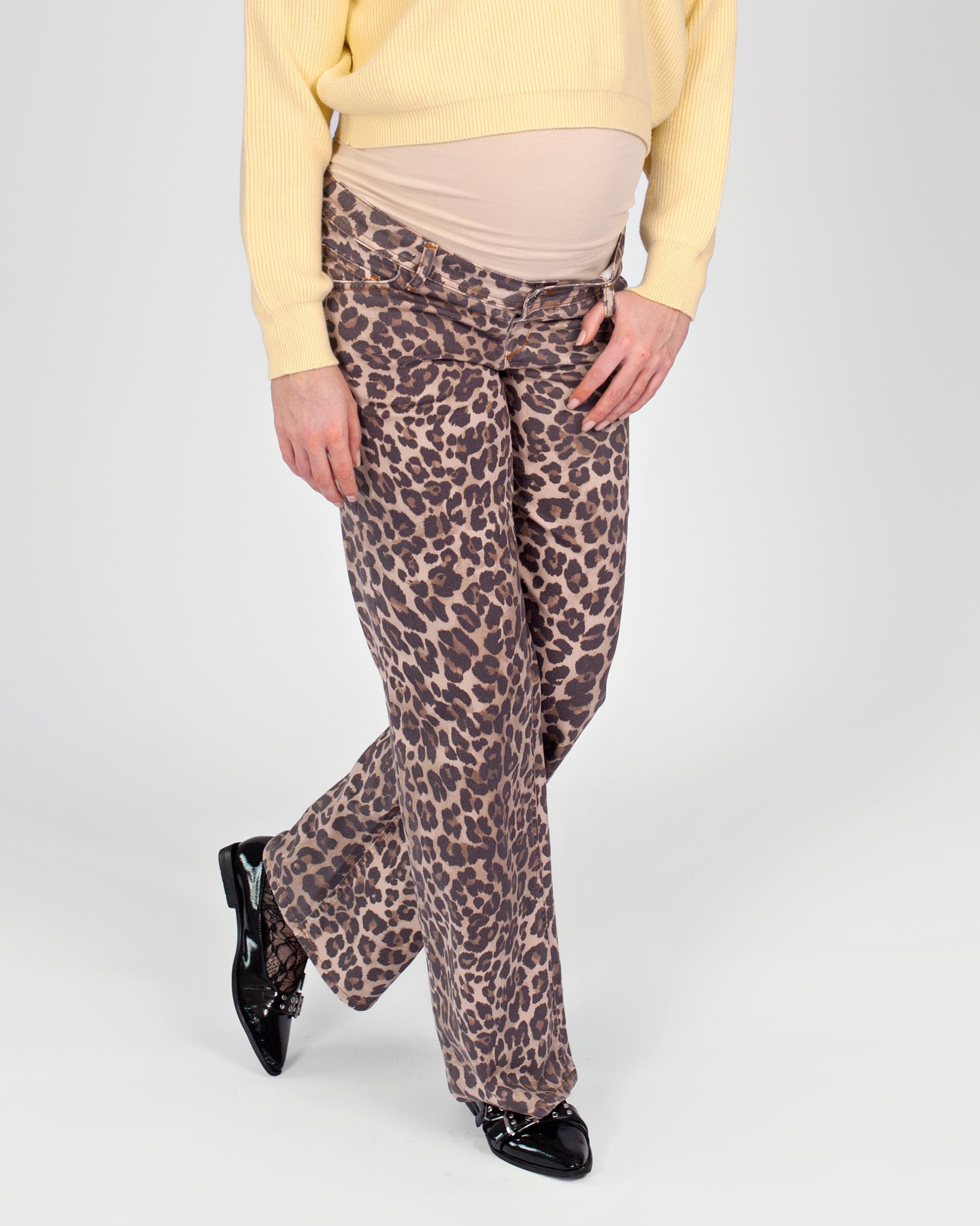 Jeans Julia Sustainable 32" Wide leg | AOP Taupe Animal