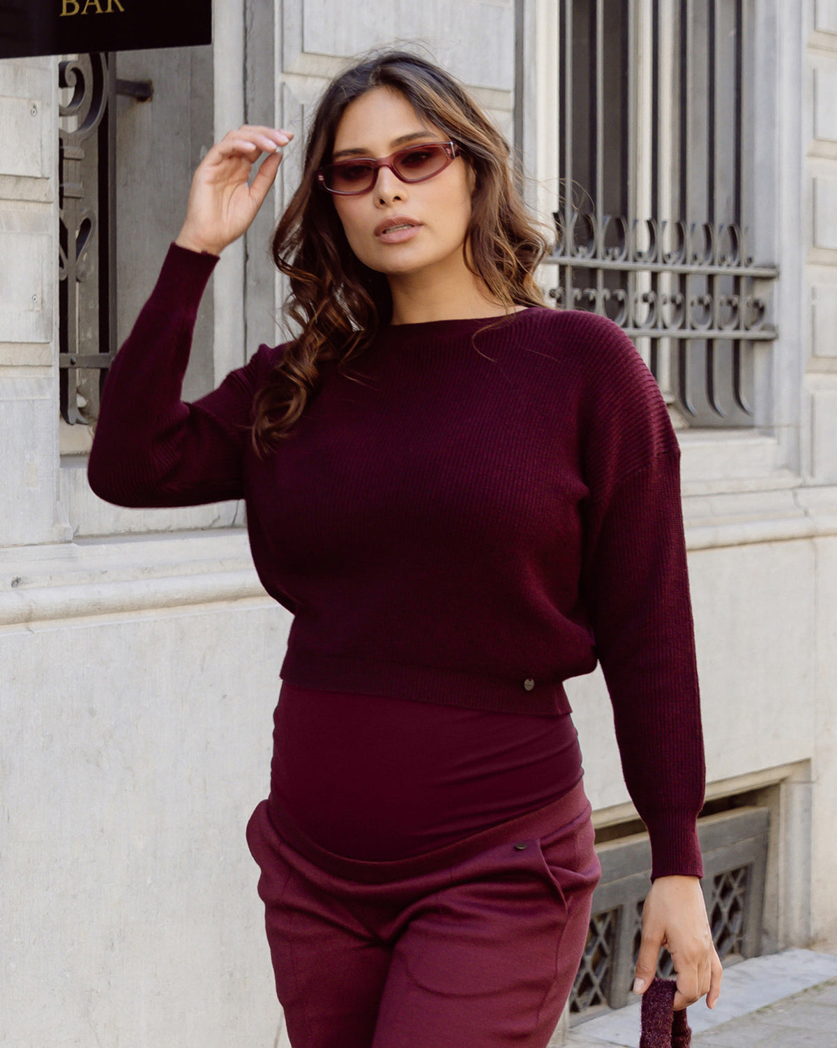Knit Cropped | Burgundy