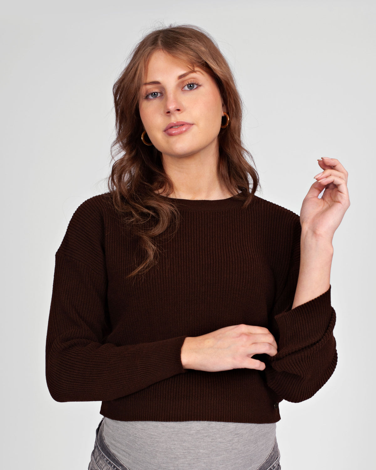 Knit Cropped | Brown