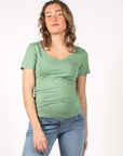 Shirt V-neck sh.sl. EcoVero | Pistachio