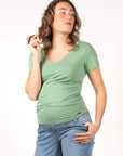 Shirt V-neck sh.sl. EcoVero | Pistachio