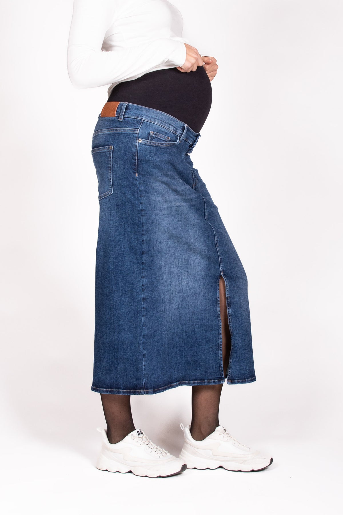 Long Skirt Denim Split | Stone Wash