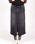 Long Skirt Denim Split | Charcoal
