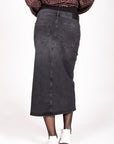 Long Skirt Denim Split | Charcoal