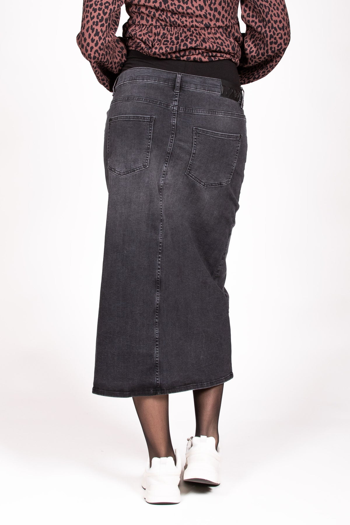 Long Skirt Denim Split | Charcoal