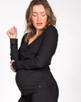 Top Nursing Rib with Lace | Black