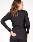 Top Nursing Rib with Lace | Black