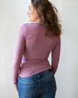 Shirt V-neck l.sl Ecovero | Plum