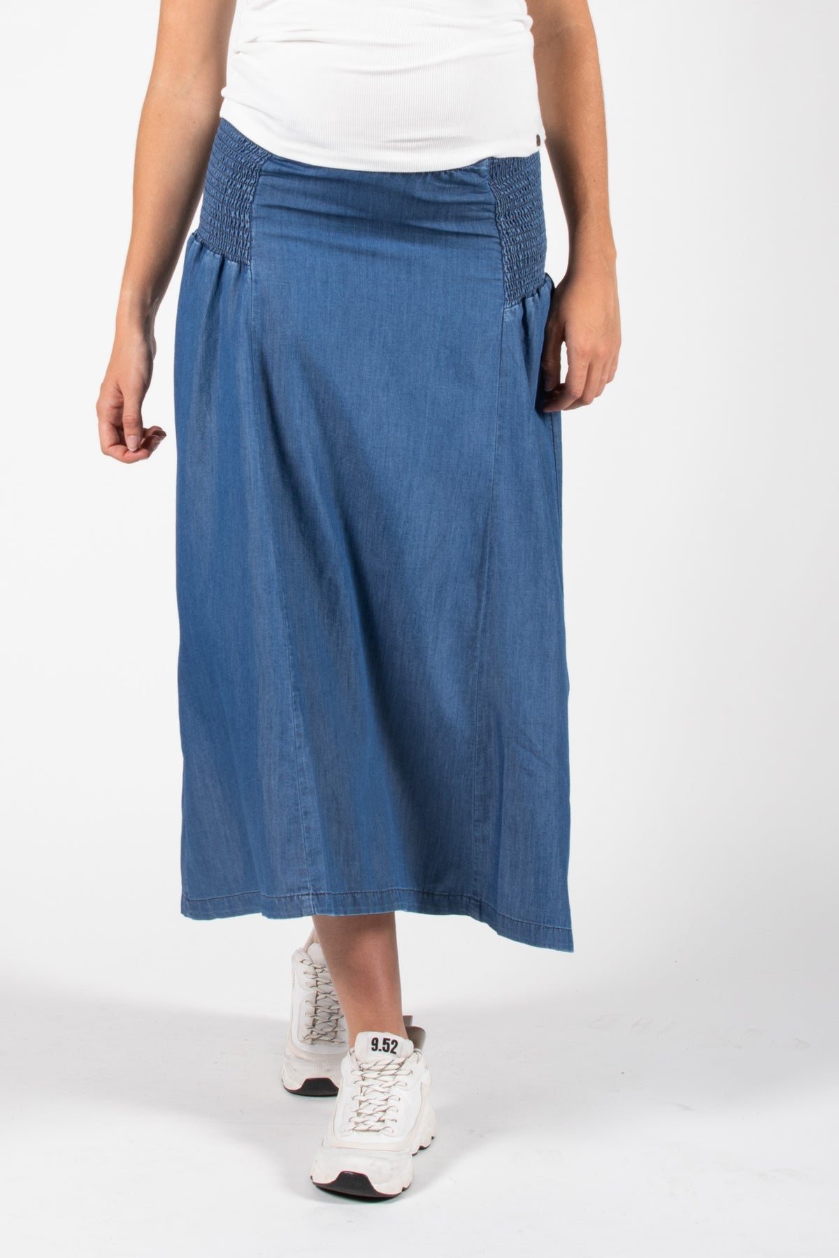 Long Skirt Denim Smock | Stone Wash