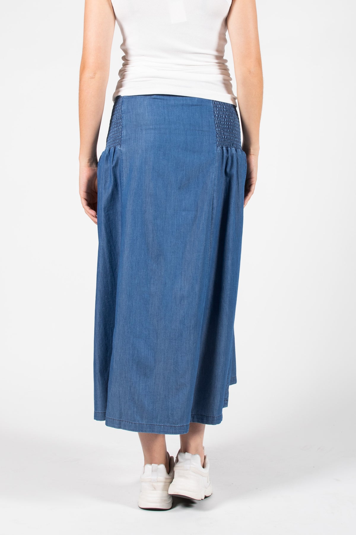 Long Skirt Denim Smock | Stone Wash