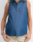 Blouse Denim Sleeveless | Stone Wash