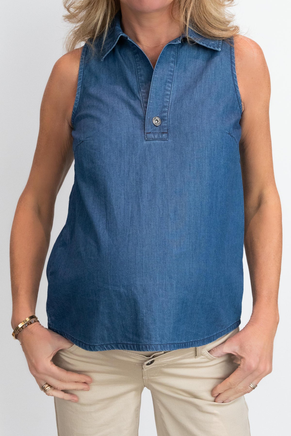 Blouse Denim Sleeveless | Stone Wash