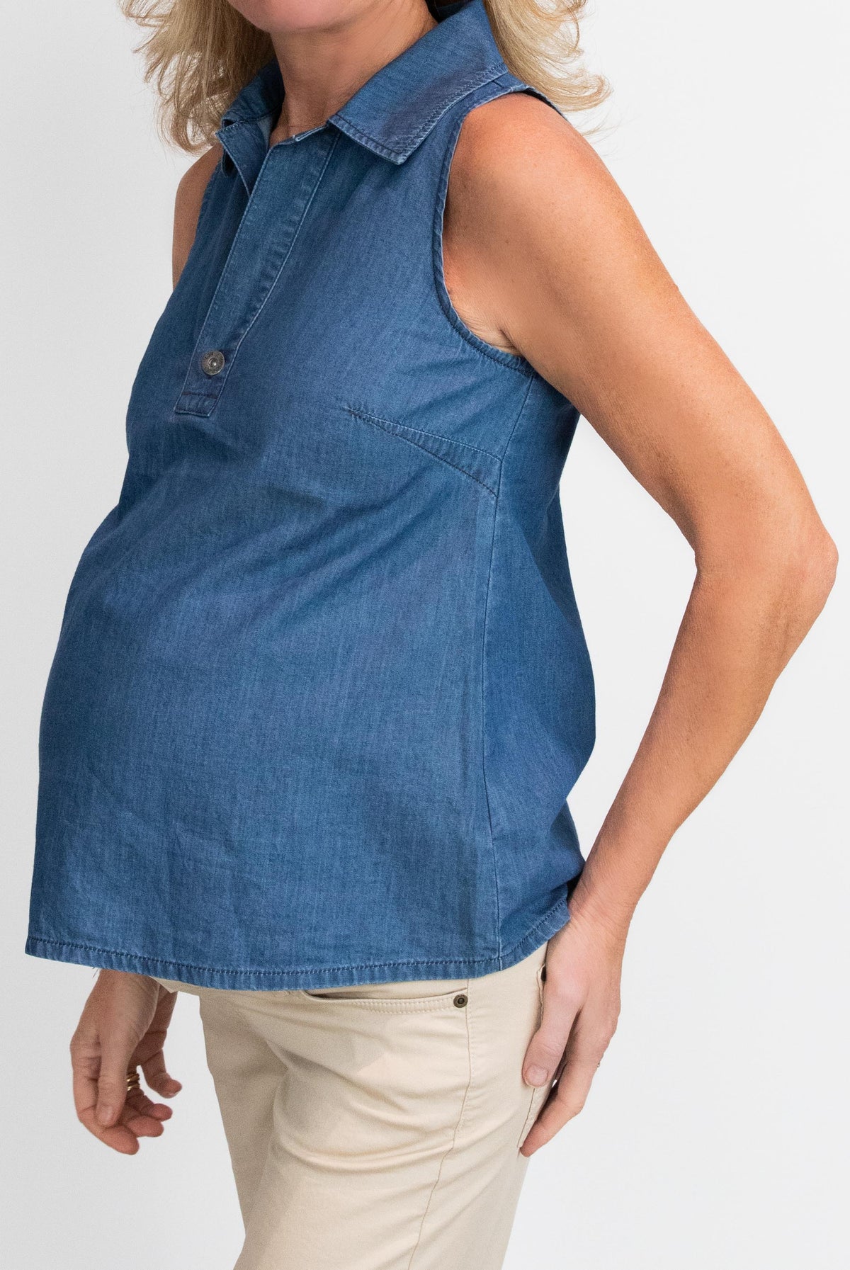 Blouse Denim Sleeveless | Stone Wash