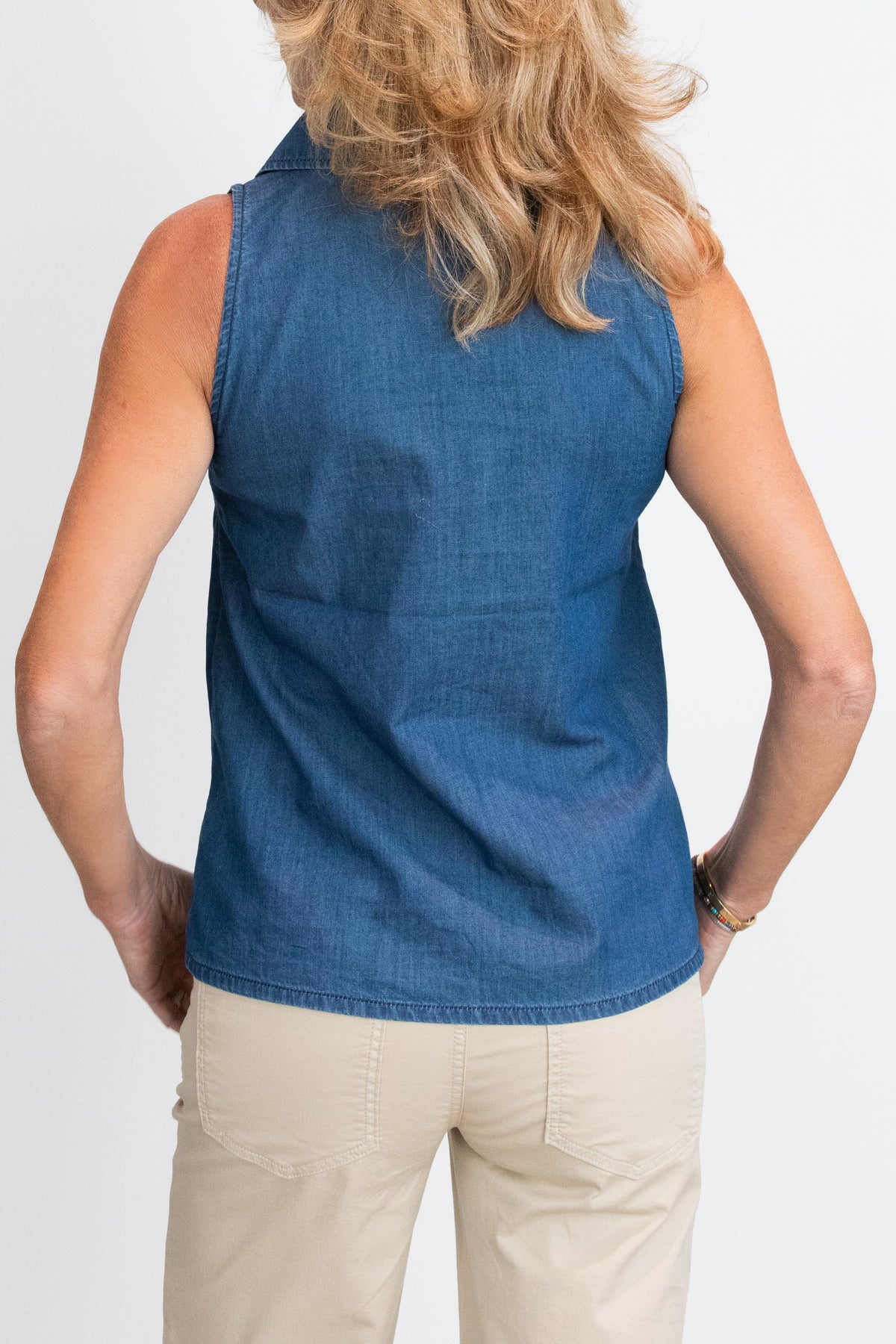 Blouse Denim Sleeveless | Stone Wash