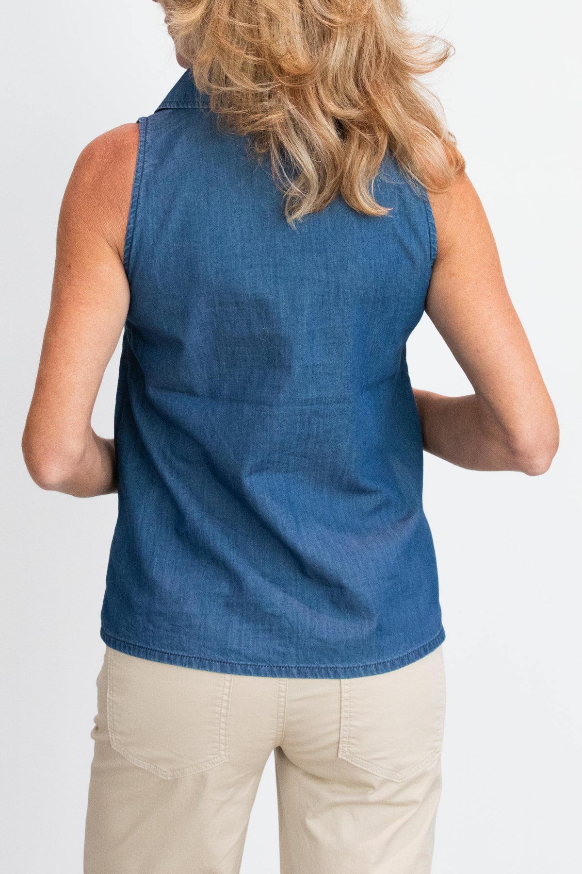 Blouse Denim Sleeveless | Stone Wash