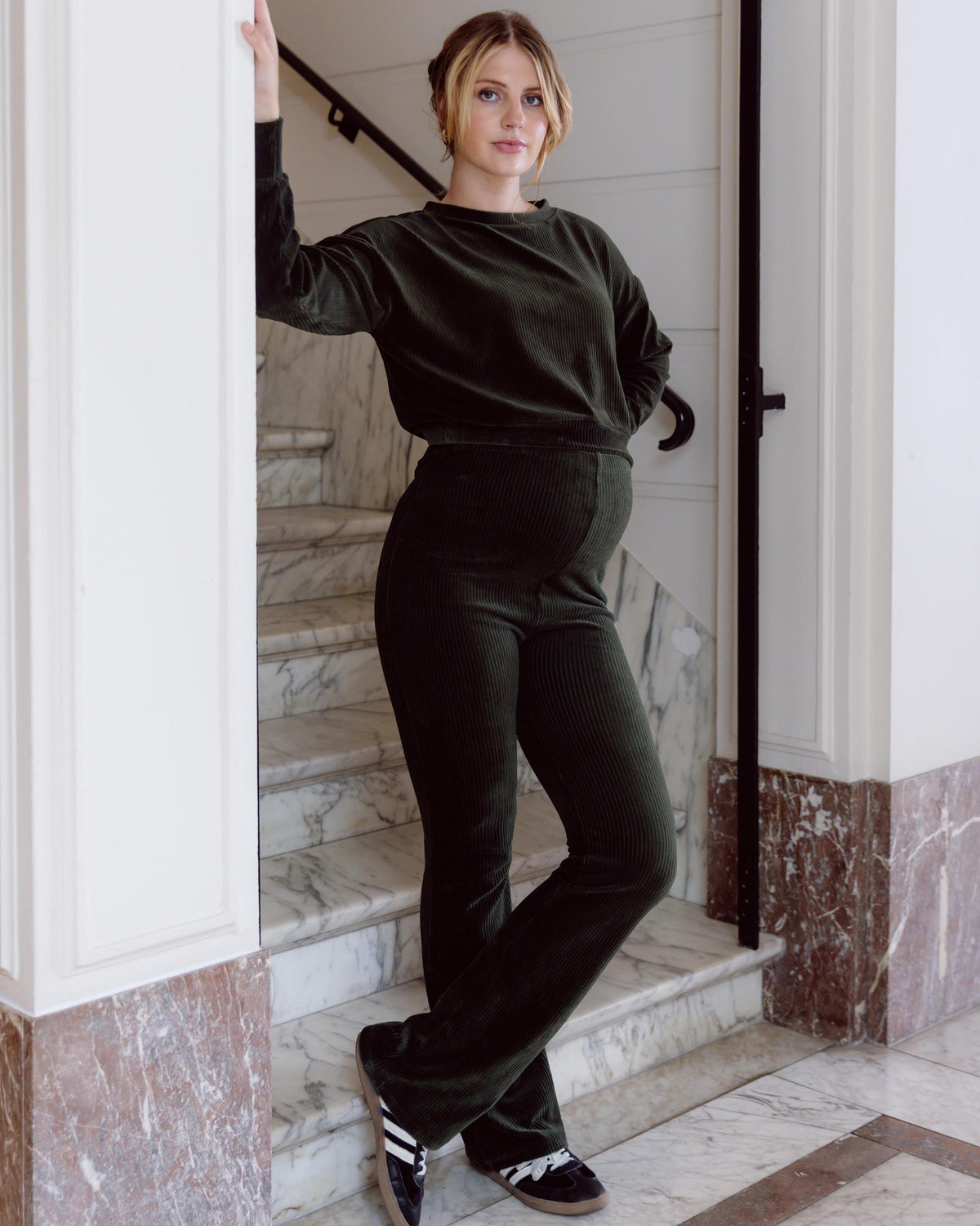 Pants Velvet Flared | Olive