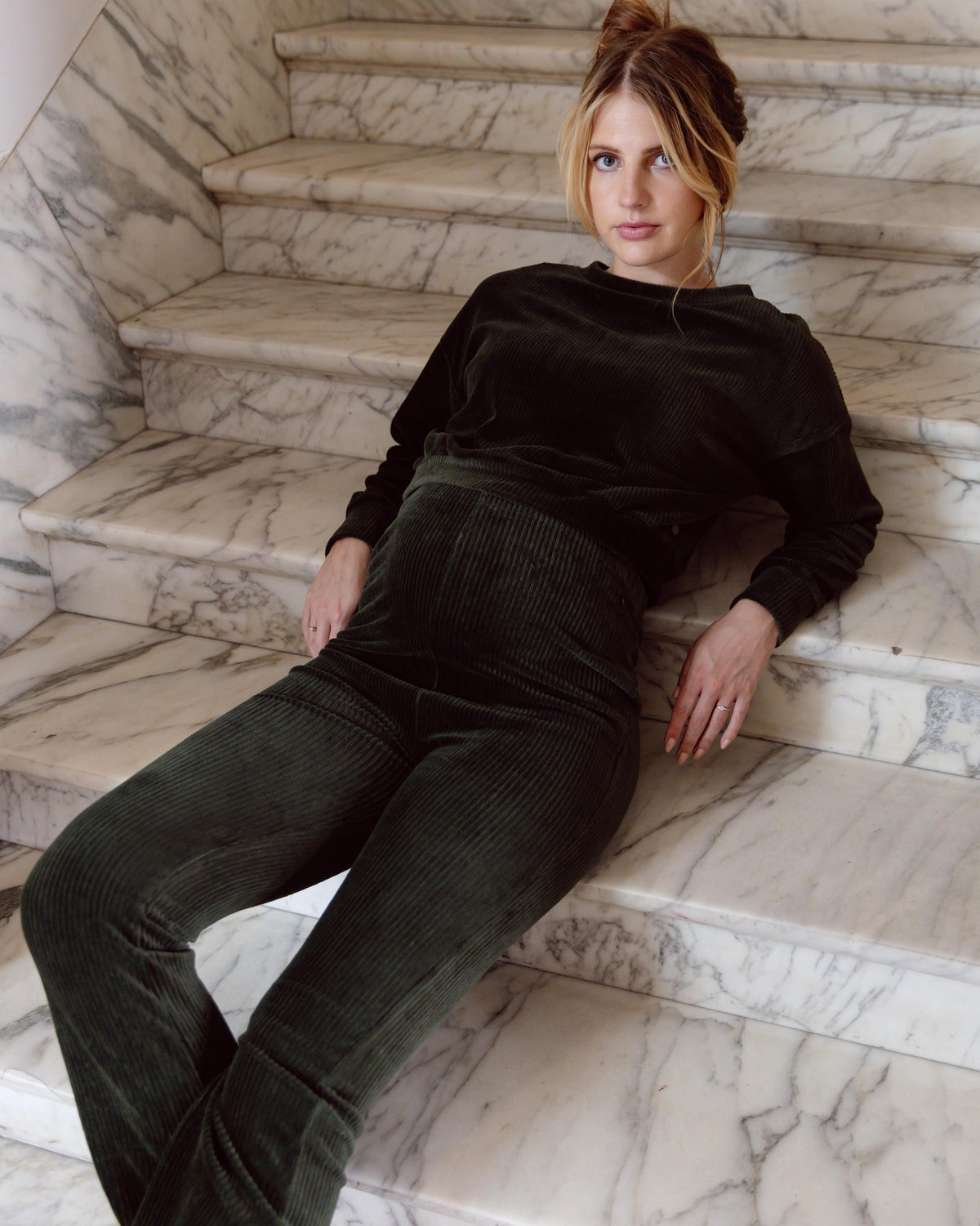 Pants Velvet Flared | Olive